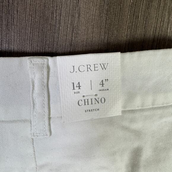 J.Crew 4" Stretch Classic Chino Short WMNS 14 White Hi-Rise Slant Pocket Zip Fly - Picture 5 of 8